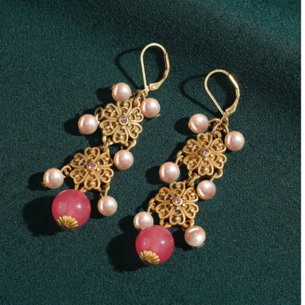ANTIQUE STYLE QUARTZ PEARL EARRINGS